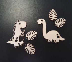 Figurine din lemn dinosaur cu frunsulite